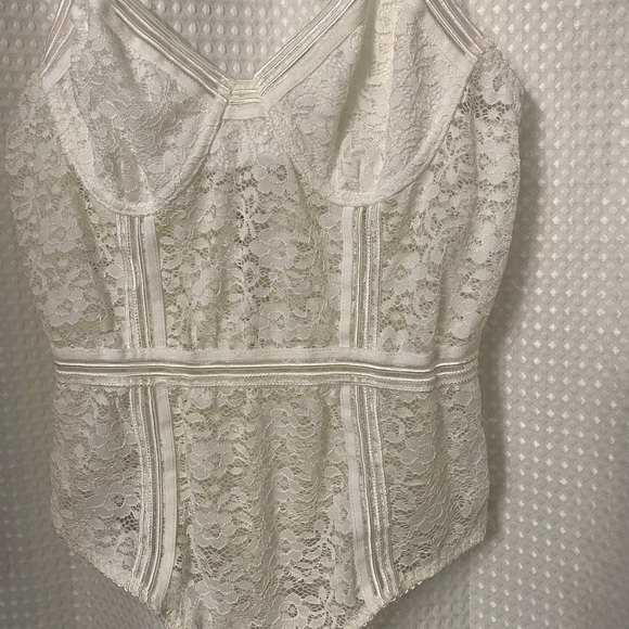 White Lace Thong Bodysuit - Picture 3 of 6